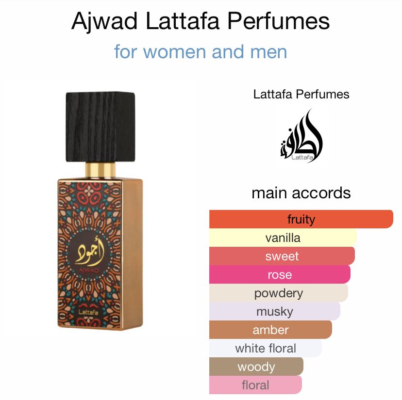 Ajwad Lattafa Perfumes for women and men 100ML