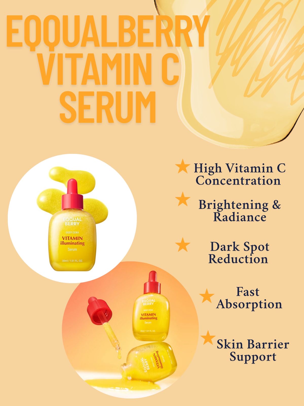 EQQUALBERRY Deep Cera Vitamin Illuminating Serum, 1.01 fl oz (30 ml)
