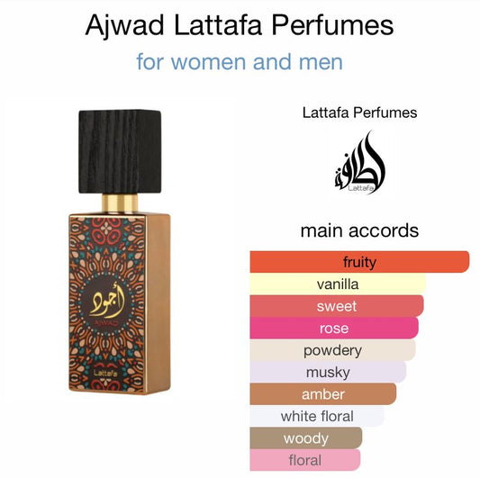 Ajwad Lattafa Perfumes for women and men 100ML